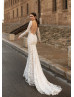 Beaded Ivory Lace Wedding Dress With Detachable Train